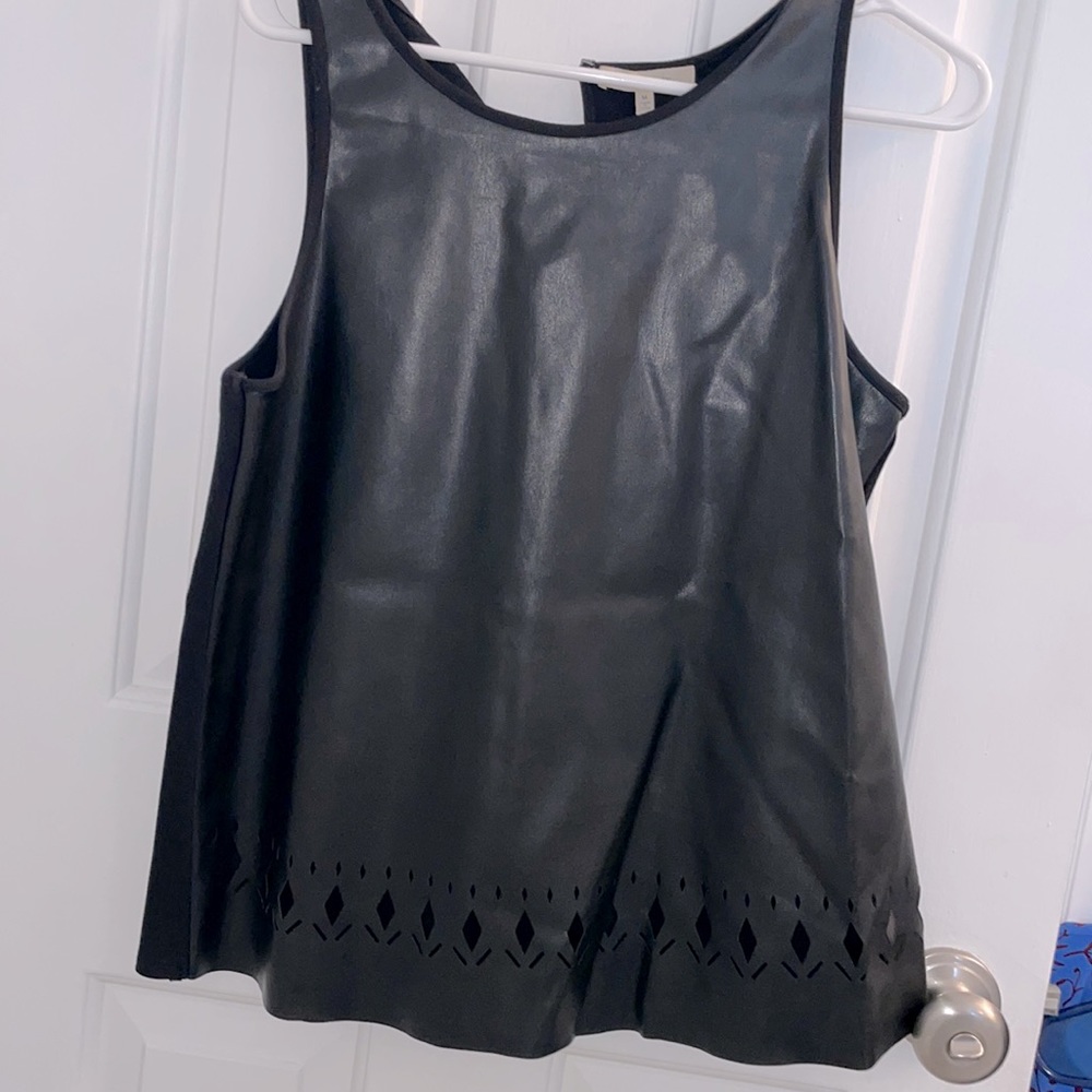 41 Hawthorn faux leather sleeveless top cut out pattern on hem